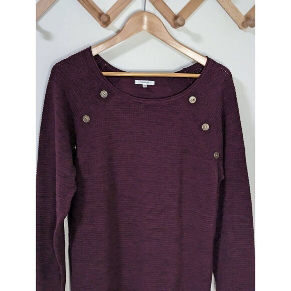 Maurice's Maroon Long Sleeve Button Detail Tunic Sweater - Size L - Picture 2 of 9